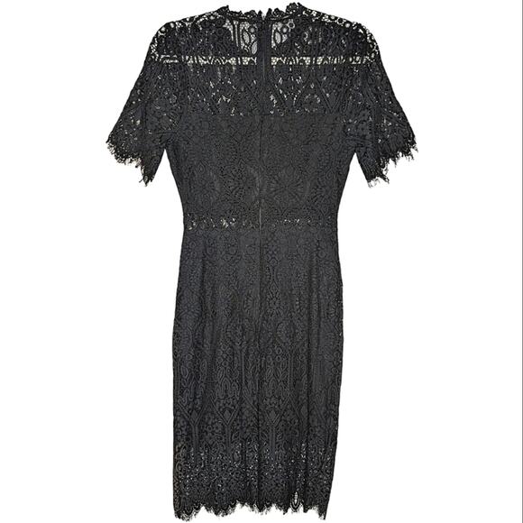 Lulus Remarkable Black Lace Peek A Boo Eyelash Fringe Trim Midi Dress Medium - Picture 6 of 10